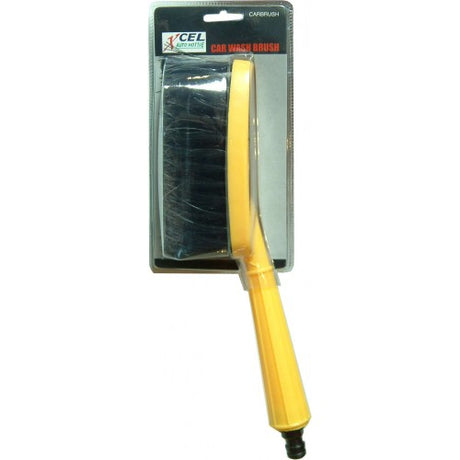 Xcel Handiman Car Wash Brush with hose snap-fit, soft bristles for gentle cleaning without scratches, perfect for all vehicles.