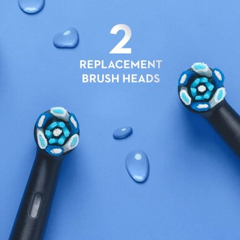 Black Braun Oral-B iO 2pk Ultimate Cleaning Brush Head Refills designed for deep cleaning and plaque removal with gentle micro-vibrations.