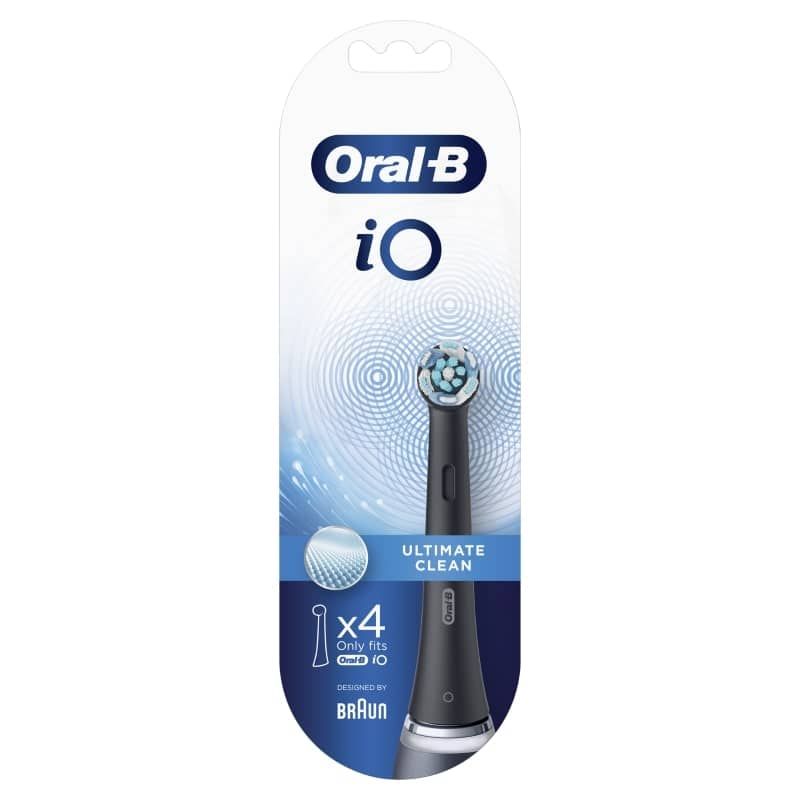 Braun Oral-B iO Refill 4pk features advanced micro-vibration brush heads for superior plaque removal and optimal dental health.