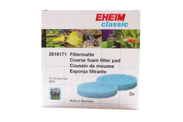 Eheim Classic 600 filter pads in blue, 2-pack, designed for optimal filtration and water clarity in aquariums.
