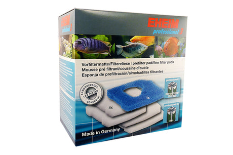 Set of Eheim 2071 filter pads, featuring 4 white and 1 blue pad for effective aquarium filtration and water clarity.