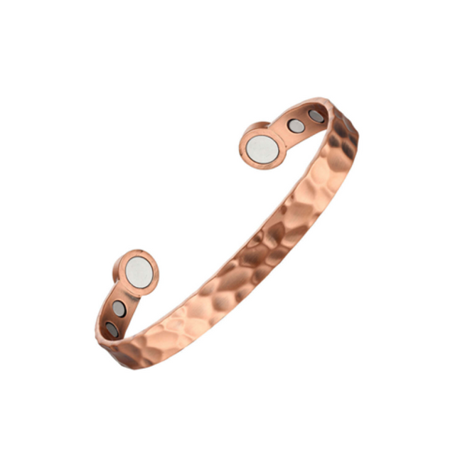 Stylish copper bracelet with magnets designed for wellness, pain relief, and improved circulation.