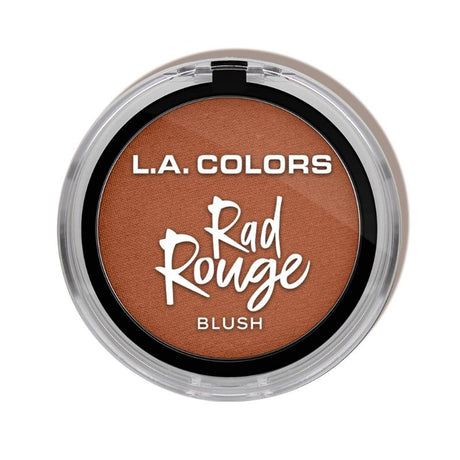 Vibrant LA Colors Rad Rouge Blush in Stoked for smooth application and a healthy glow, perfect for all skin tones.