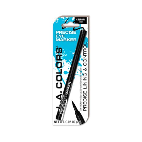 LA Colors Precise Eye Marker in Black features an ultra-fine tip for precise, long-lasting eyeliner application.