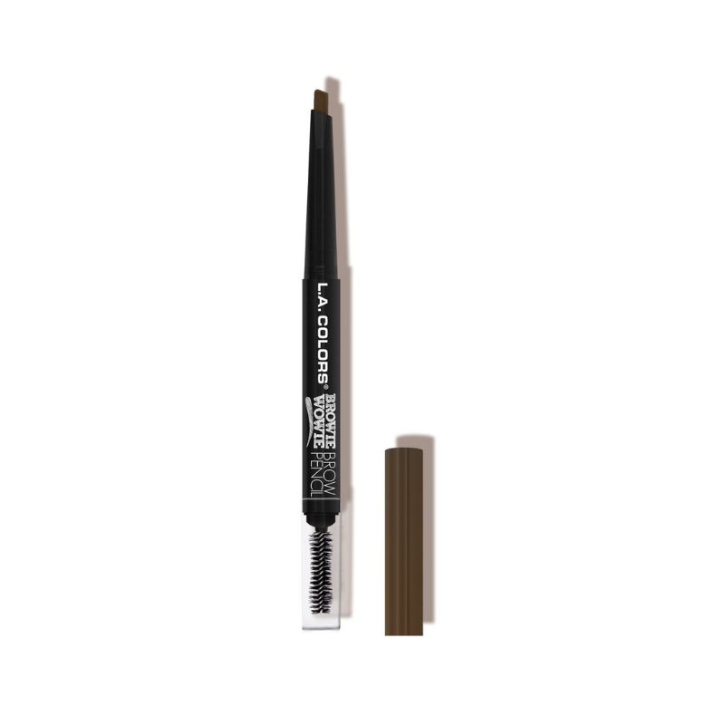 LA Colors Browie Wowie Pencil in Dark Blonde for filling and shaping brows with a natural finish, includes a spoolie brush.