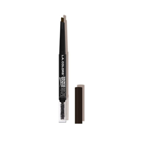 LA Colors Browie Wowie Pencil in Espresso for defined, natural brows; features slant-tip, retractable design, and built-in spoolie.