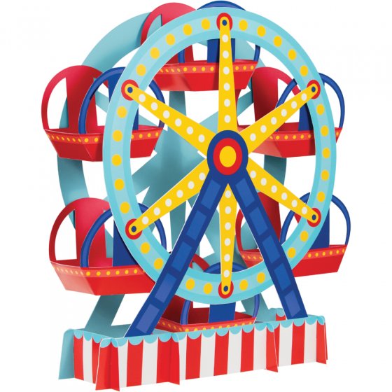 Carnival Ferris wheel centerpiece, 30cm x 38cm, vibrant cardboard decor perfect for festive events and parties.