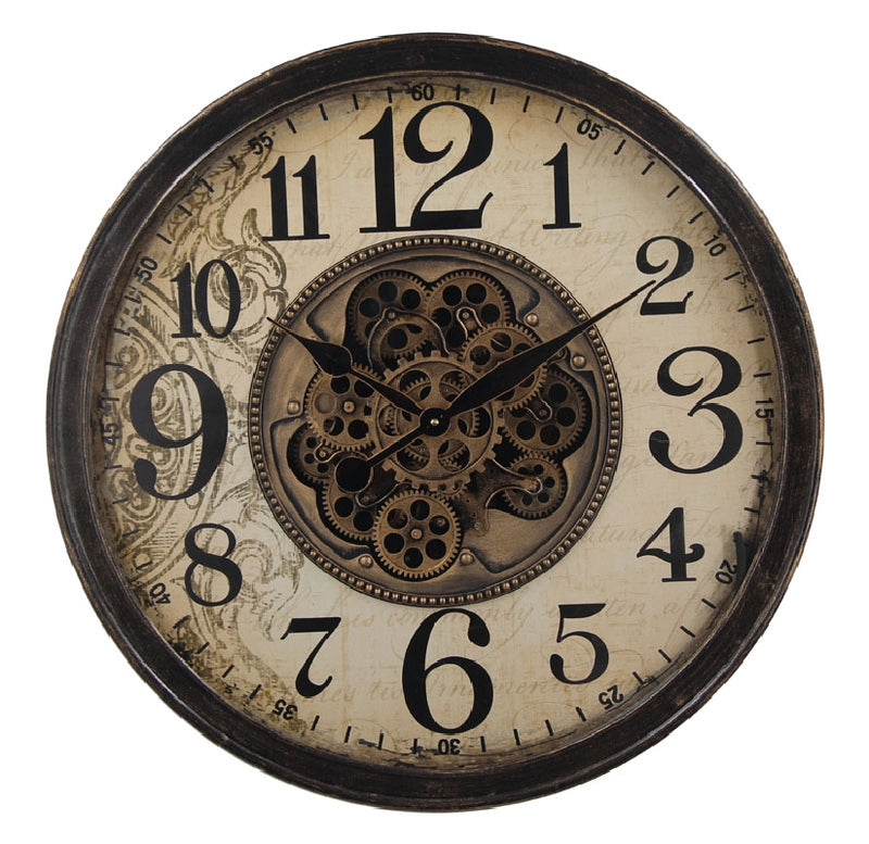 Gear Clock w/glass - 2 tone (65cm)