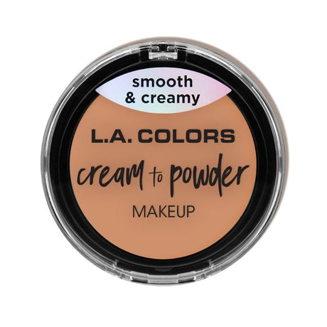 LA Colors Cream to Powder in Shell provides full coverage with a creamy-to-powder finish, compact with sponge and mirror for easy use.