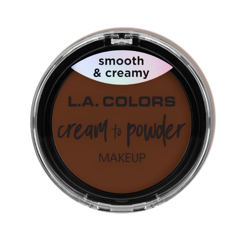 LA Colors Cream to Powder in Cappuccino offers a creamy-to-powder foundation for medium skin, with sponge and mirror for easy use.