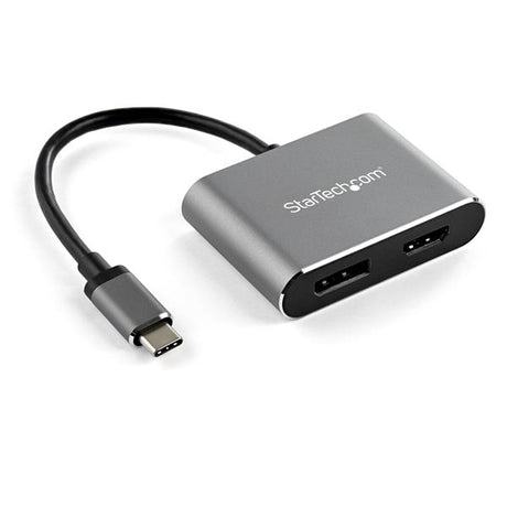 USB C Multiport Video Adapter with HDMI/DisplayPort, HDR 4K60 support, stylish aluminum design for seamless connectivity.