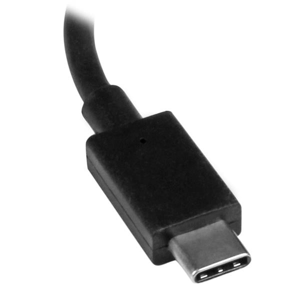 USB-C to HDMI adapter in black, outputs 4K video at 30Hz for seamless connections from Type C devices to displays.