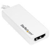 USB-C to HDMI adapter in white, supporting 4K 60Hz, connects laptops to HDMI displays effortlessly with portable design.