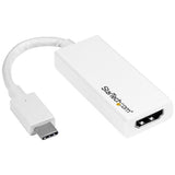 USB-C to HDMI adapter in white, supporting 4K 60Hz resolution for seamless connections to monitors and projectors.