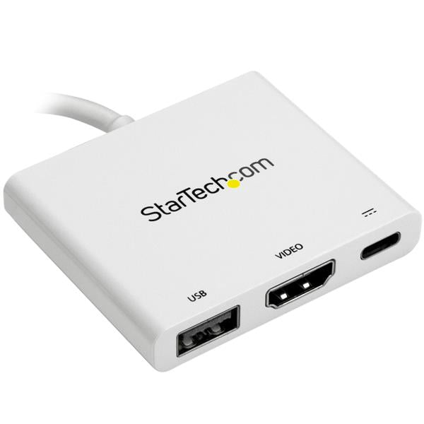 USB-C multiport adapter with HDMI 4K, USB-C PD port, and USB 3.0 Type A for enhanced laptop connectivity and charging.