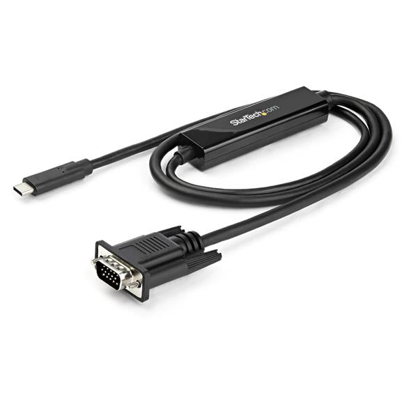 1 m USB-C to VGA cable in black, supporting 1920 x 1200 resolution for clear video on VGA monitors.