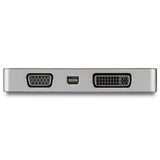 USB-C Multiport Video Adapter in space gray, offering VGA, DVI, HDMI, and Mini DisplayPort connections for seamless display integration.