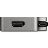 USB C Multiport Video Adapter in Space Gray, featuring 4-in-1 video output, 95W PD, 4K support, and portable design.