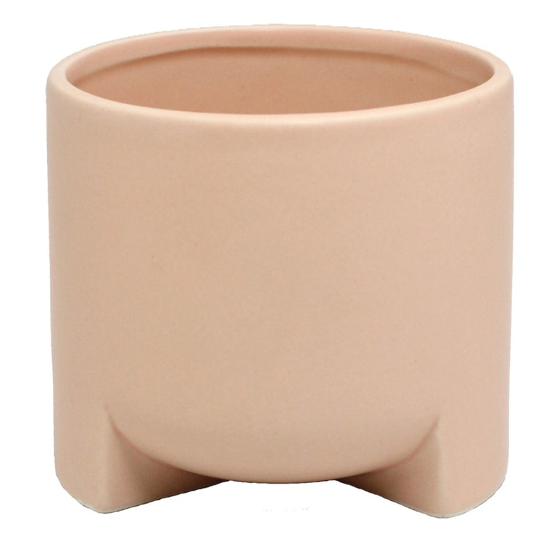 Vase /Planter - Round Ceramic Pot in Matt Light Pink