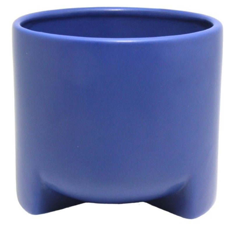 Navy blue round ceramic pot, 11.8 cm high and 13.3 cm diameter, perfect for succulents and stylish home decor.
