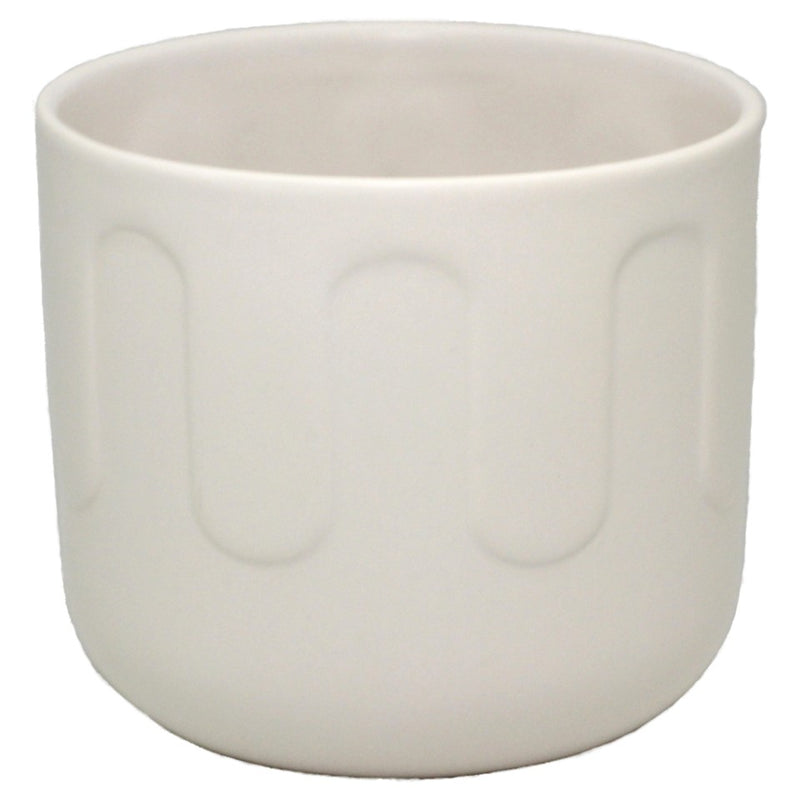 Vase /Planter - Round Ceramic Pot with Drip Pattern in Matt White
