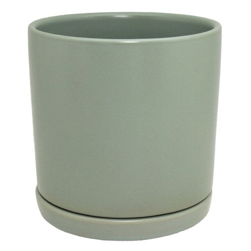 Vase /Planter - Ceramic Pot in Sage with Drainage Hole