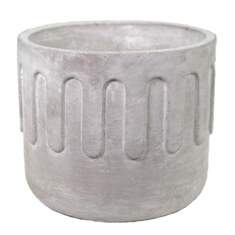 Cement round pot vase/planter, 16cm diameter, 14cm height, minimalistic design for indoor plants and flowers.