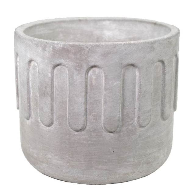 Cement round pot vase/planter, 16cm diameter, 14cm height, minimalistic design for indoor plants and flowers.