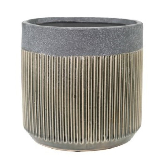 Ceramic round pot D18xH17.5cm, perfect for indoor/outdoor plants, featuring a glossy finish for elegant home decor.