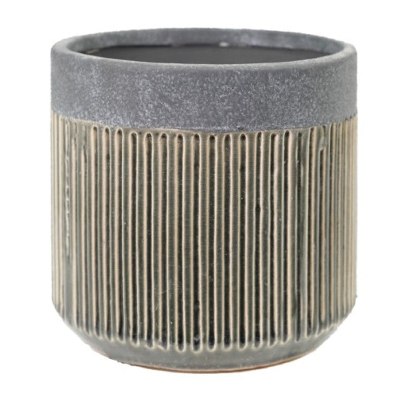 Ceramic round pot, 15x14.5 cm, versatile for plants or flowers, sleek design enhances any decor style.
