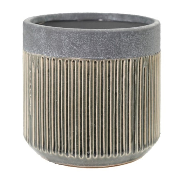Ceramic round pot, 15x14.5 cm, versatile for plants or flowers, sleek design enhances any decor style.