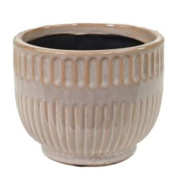 Ceramic round pot H10.5xD14cm in glossy finish, perfect for indoor/outdoor plants and stylish home decor.