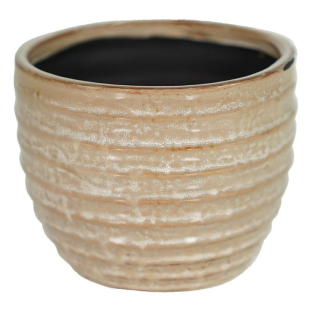 Ceramic round pot D12.5xH11cm, versatile for plants or flowers, ideal for any decor style, durable for indoor/outdoor use.
