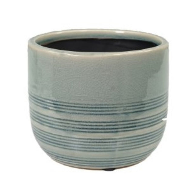 Ceramic circle pot D14xH11.5cm, ideal for indoor plants, blends modern design with functionality and elegance.