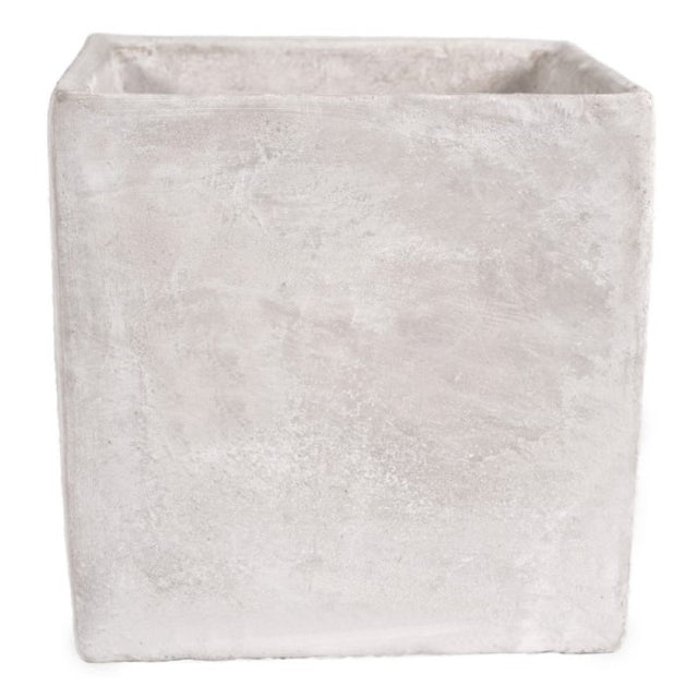 Cement square pot 16.5cm, ideal for indoor/outdoor use, sleek gray finish, modern minimalist design for plants or flowers.