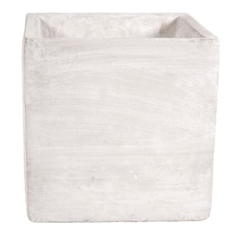 Cement square pot H15x15.5x15.5 cm, versatile for plants or flowers, with a minimalist design for any decor style.