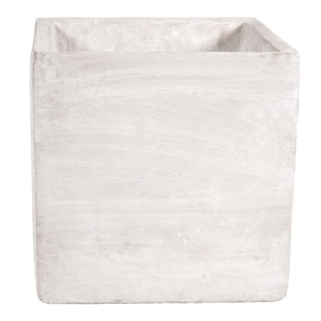 Cement square pot H15x15.5x15.5 cm, versatile for plants or flowers, with a minimalist design for any decor style.