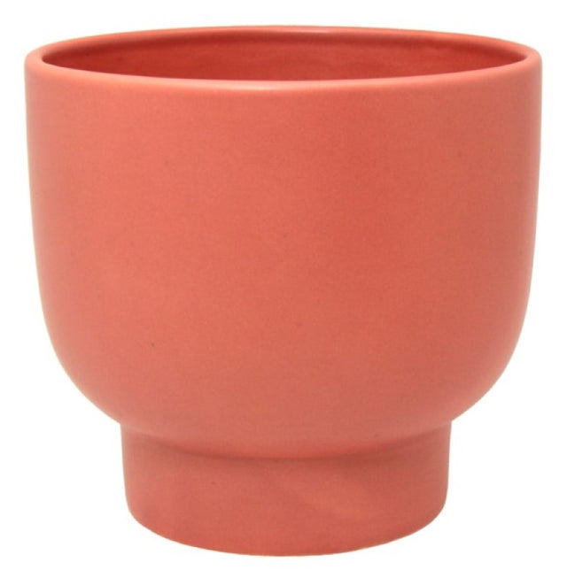 Ceramic pot in matte burnt sienna, 14x14 cm, perfect for plants or flowers, enhancing home decor with elegance.