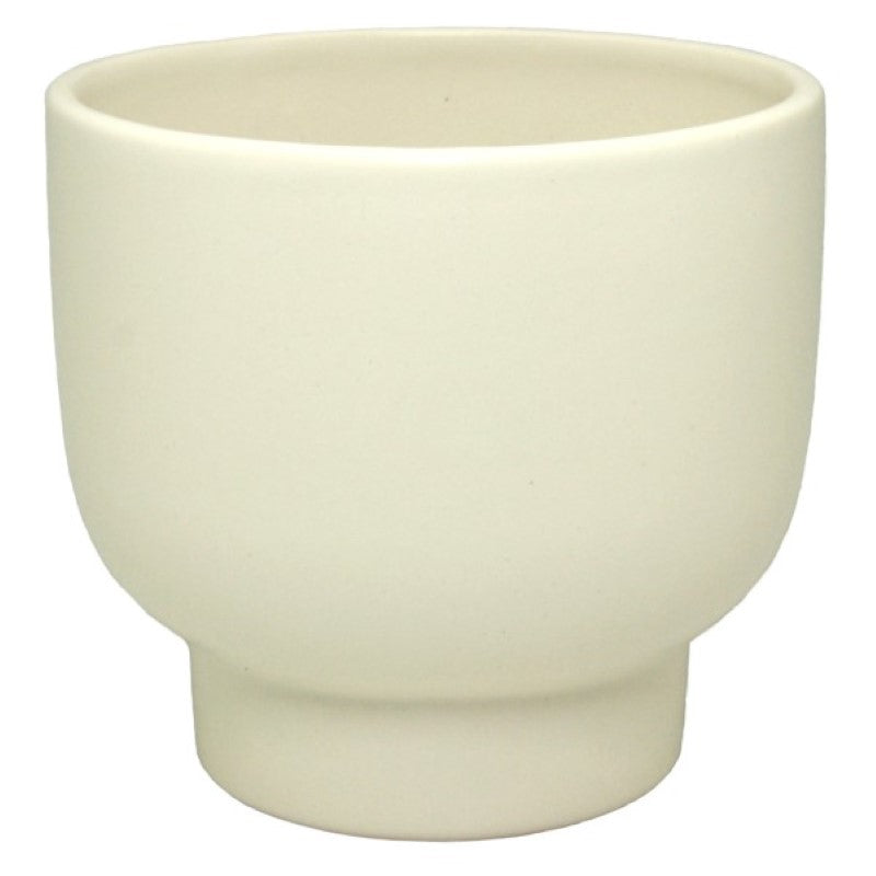 Ceramic pot in matte white, 14x14 cm, ideal for stylishly displaying plants or flowers in any indoor or outdoor space.