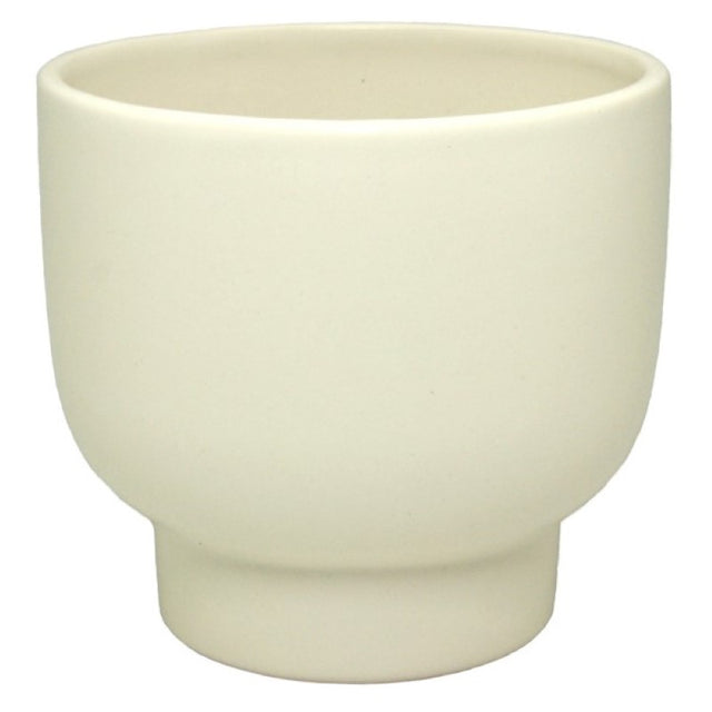 Ceramic pot in matte white, 14x14 cm, ideal for stylishly displaying plants or flowers in any indoor or outdoor space.