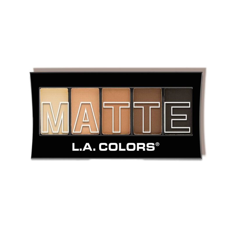 LA Colors Matte 5 Color Eyeshadow palette in Brown Tweed features five blendable shades for versatile eye makeup looks.