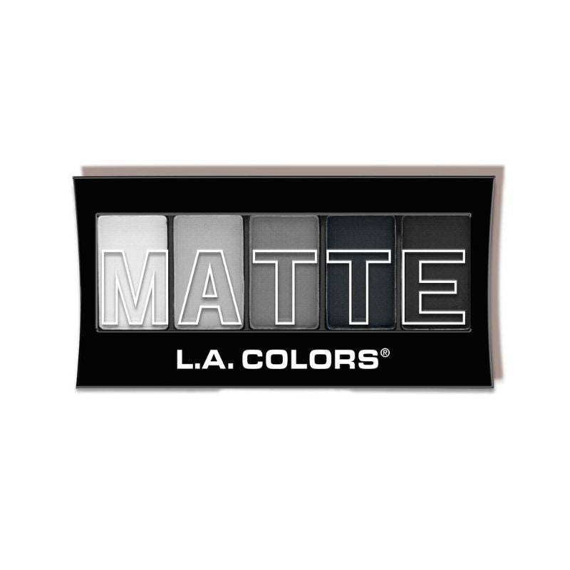 LA Colors Matte 5 Color Eyeshadow in Black Lace featuring five silky, blendable shades for versatile eye looks.