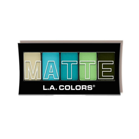 LA Colors Matte 5 Color Eyeshadow palette in Teal Argyle featuring five blendable matte shades for versatile eye looks.