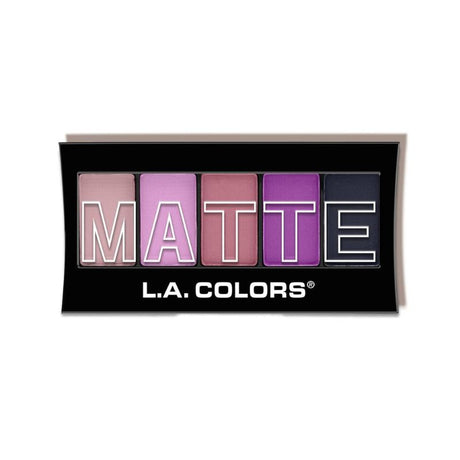 LA Colors Matte 5 Color Eyeshadow in Plum Pashmina features five blendable matte shades for versatile eye looks.