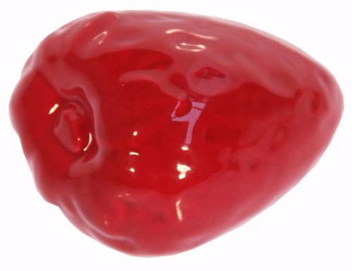 Set of 8 vibrant ceramic strawberry ornaments for charming seasonal or year-round home decor.