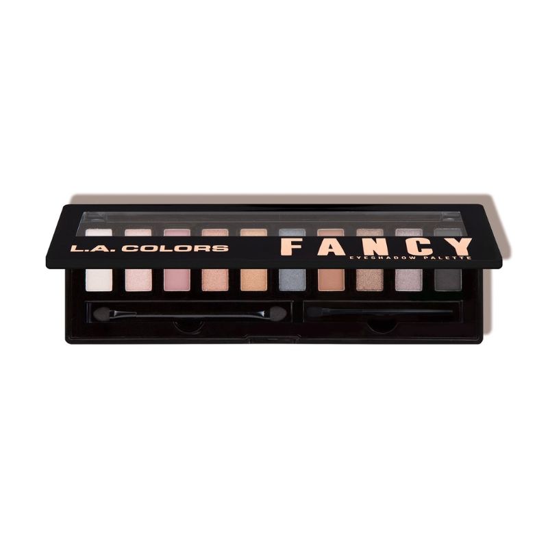 LA Colors Personality Eyeshadow Palette - Fancy with 10 vibrant shades, brush, mirror, and applicator for versatile makeup looks.