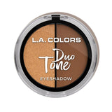 LA Colors Duo Tone Eyeshadow - Toasty palette with 16 warm shades, mirror, and dual-ended applicator for versatile eye looks.