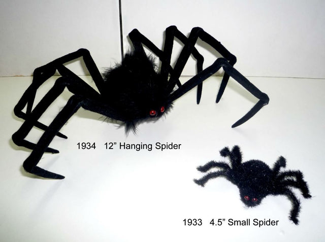 Large 30cm Hanging Black Spider, perfect for Halloween decor, adds a spooky touch to indoor and outdoor spaces.