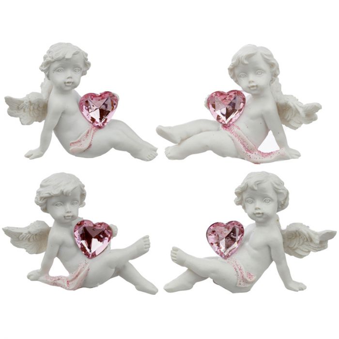 Set of 12 whimsical cherub figurines, each 4.5cm tall, symbolizing love and peace for home decor or gifts.