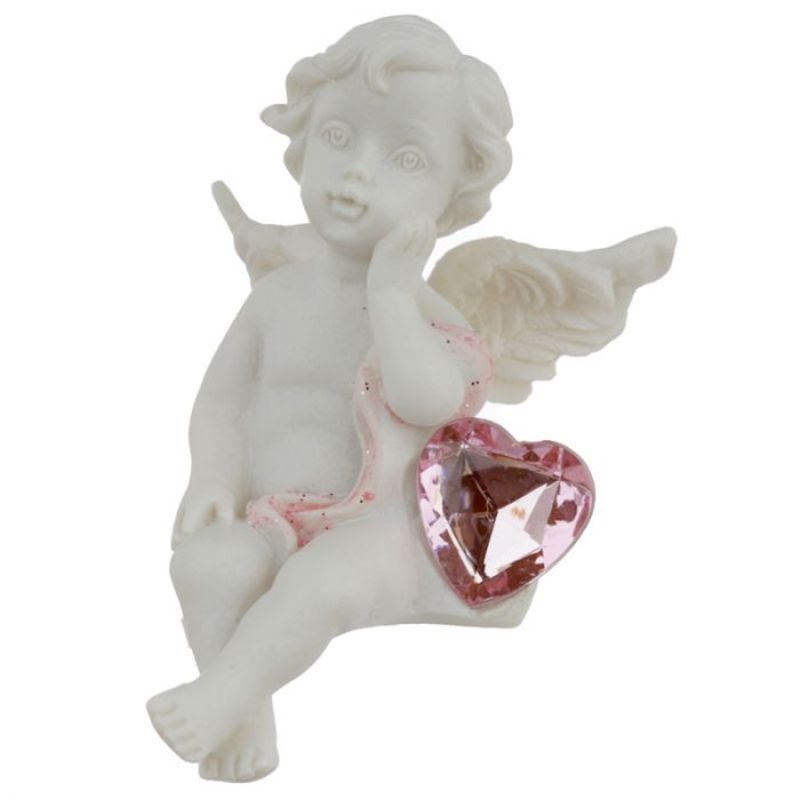Set of 12 assorted cherub figurines in resin, each 7cm tall, embodying love and serenity for home decor.